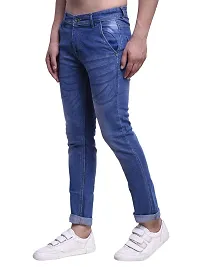 JINJLR Men's Casual Solid Washed Denim Jeans - Light Blue-thumb3