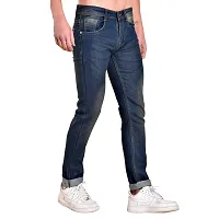 Mark Tailor Men's Dark Blue Solid Curved Pocket Denim Jeans-thumb2