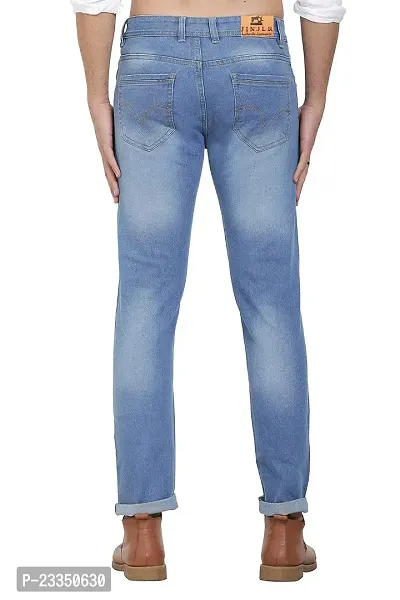 JINJLR Men's Regular Fit Denim Jeans Light Blue-thumb4