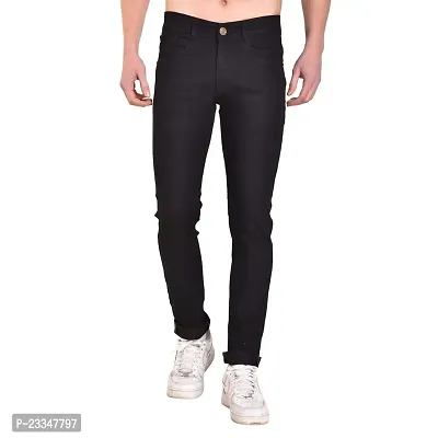 Mark Tailor Men's Black Solid Curved Pocket Denim Jeans-thumb0