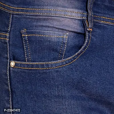 Mark Tailor Men's Blue Solid Curved Pocket Denim Jeans-thumb5