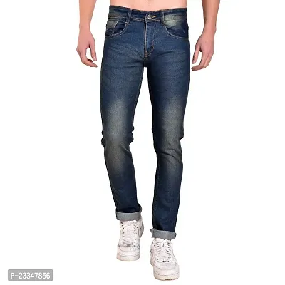 Mark Tailor Men's Dark Blue Solid Curved Pocket Denim Jeans