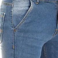 JINJLR Men's Blue Solid Light Fade  Clean Look Cross Pocket Denim Jeans-thumb4