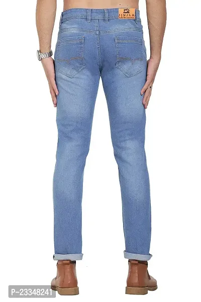 JINJLR Men's Regular Fit Jeans - Light Blue-thumb4