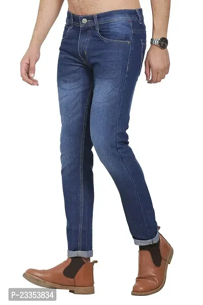 JINJLR Men's Regular Fit Denim Jeans - Dark Blue-thumb2