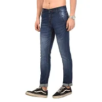 JINJLR Men's Blue Solid Light Fade  Clean Look Cross Pocket Denim Jeans-thumb3