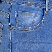 Mark Tailor Men's Light Blue Solid Curved Pocket Denim Rough Jeans-thumb4