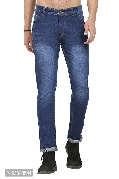 JINJLR Men's Regular Fit Denim Jeans - Dark Blue