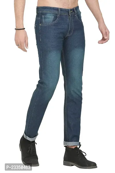 JINJLR Men's Blue Regular Fit Denim Jeans-thumb2