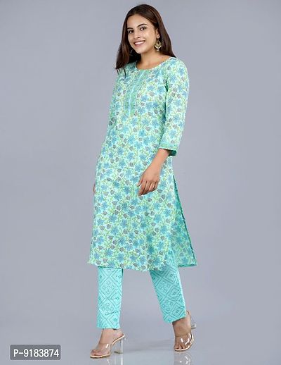 Classic Cotton Printed Kurta Bottom Set for Women-thumb0