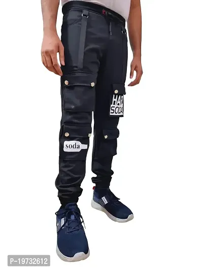 Wild Magic Track Pant for Men - Regular Fit Track Pants with Unique Design (32) Black