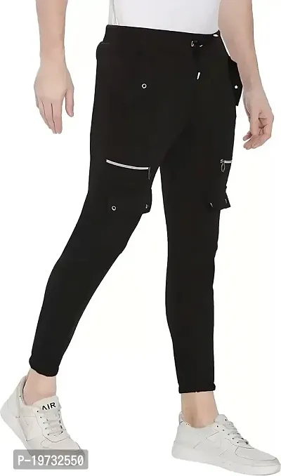 Wild Magic Track Pants for Men's Regular Fit and Sportwears (L) Black-thumb4