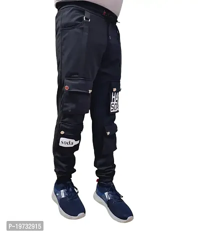 Wild Magic Men's Regular fit Track Pants Combine Maximum Style and Comfort. (32) Black-thumb3