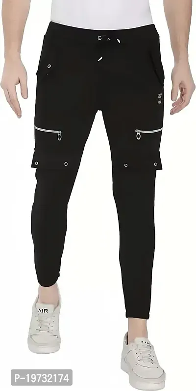 Wild Magic Track Pants for Men's Regular Fit and Sportwears (XL) Black
