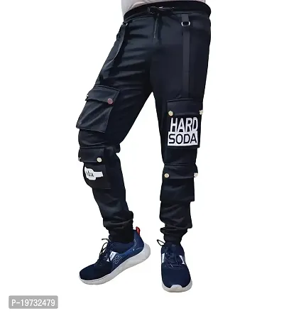 Wild Magic Trending Track Pants for Men's | Cargo Pants | Fashionable Joggers (28) Black-thumb4