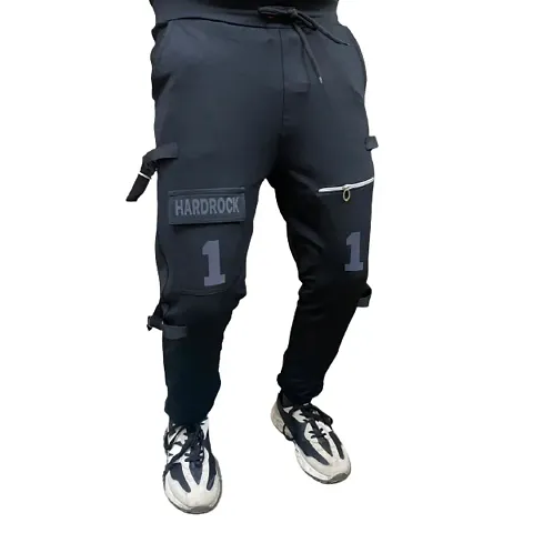 Jogers Stylish Mens Black Track Pants - Comfortable Athletic Trousers