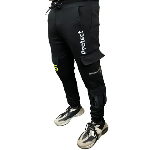 Jogers Stylish Mens Black Track Pants - Comfortable Athletic Trousers