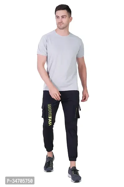 Stylish and Comfortable Black Cotton Regular Track Pant-thumb0