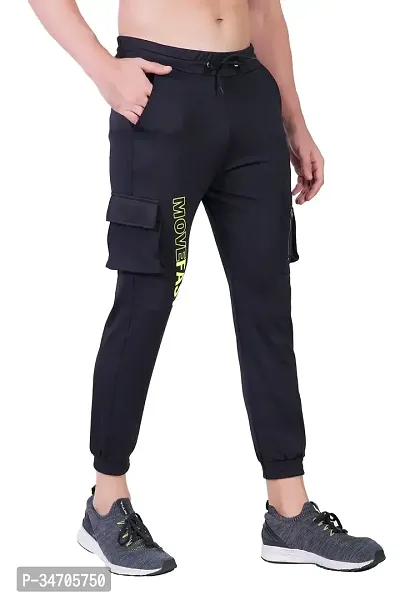 Stylish and Comfortable Black Cotton Regular Track Pant-thumb2