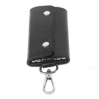 Instabuyz Key Wallet with 6 Key Chain Hooks Car Key Holder Key Pouch Leather Wallet-thumb1