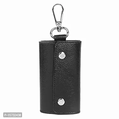 Instabuyz Key Wallet with 6 Key Chain Hooks Car Key Holder Key Pouch Leather Wallet-thumb3