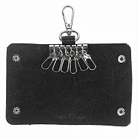 Instabuyz Key Wallet with 6 Key Chain Hooks Car Key Holder Key Pouch Leather Wallet-thumb4