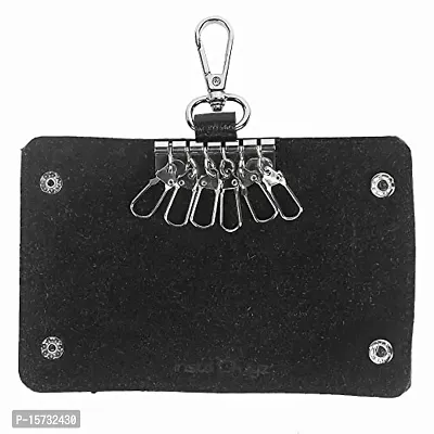 Instabuyz Key Wallet with 6 Key Chain Hooks Car Key Holder Key Pouch Leather Wallet-thumb5
