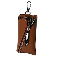 INSTABUYZ Leather Pouch Keychain Black KeyPouch/Wallet Key Chain/Brown Wallet Key Chain/Brown Key Pouch/Leather Wallet Keychain-thumb2