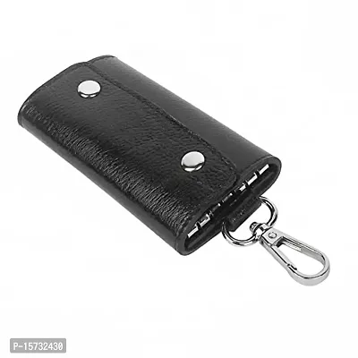 Instabuyz Key Wallet with 6 Key Chain Hooks Car Key Holder Key Pouch Leather Wallet-thumb0