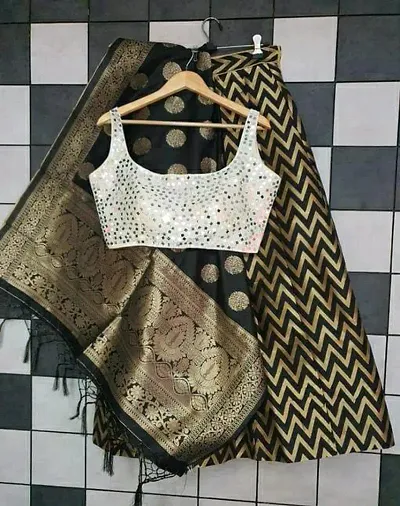 Women's Banarasi Silk Embroidered Jacquard Lehenga Choli set