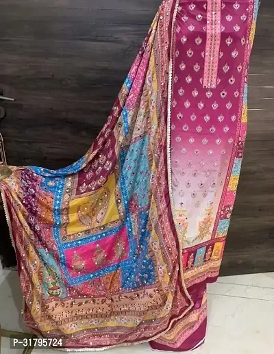 Stylish Silk Printed Dress Material with Dupatta for Women-thumb0