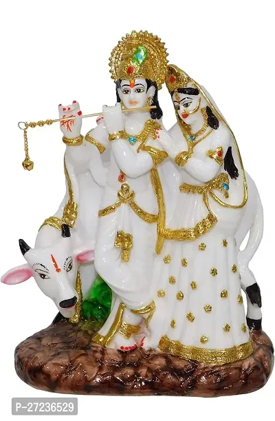 Antique Finish Lord Radha Krishna Love Couple Statue Decorative Showpiece 23 Cmnbsp;nbsp;Polyresin Beige-thumb0