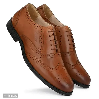 Stylish Tan Leather Formal Shoes For Men-thumb0