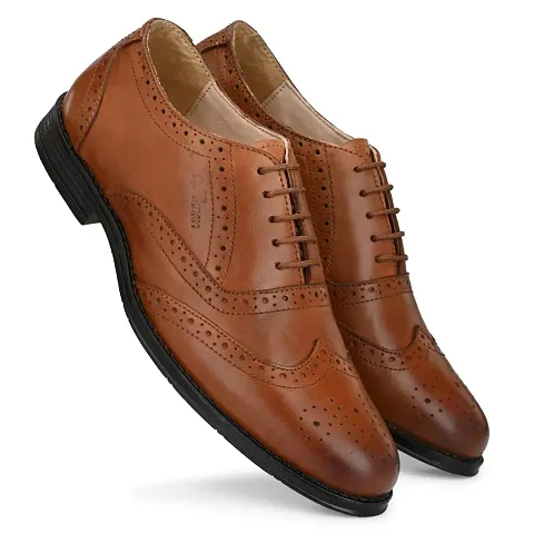Stylish Tan Leather Formal Shoes For Men