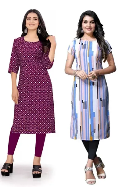 Stylish Crepe Printed Kurti - Pack of 2