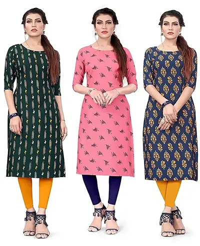 Stylish Crepe Kurta For Women Pack Of 3