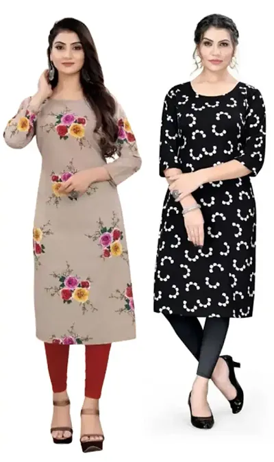 Stylish Crepe Printed Kurti - Pack of 2