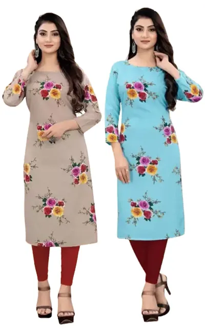 Stylish Crepe Printed Kurti - Pack of 2