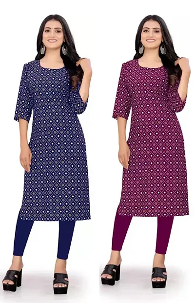 Stylish Crepe Printed Kurti - Pack of 2