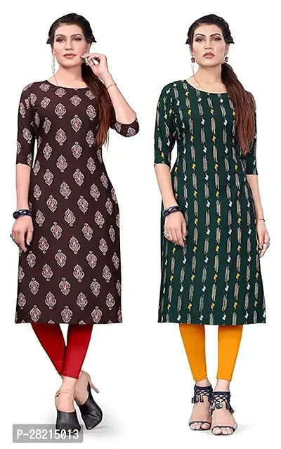 Stylish Multicoloured Crepe Printed Kurta For Women Pack Of 2