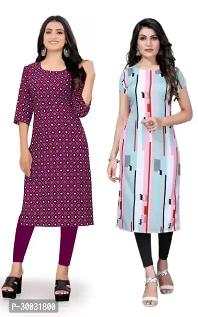 Fancy Crepe Kurtas For Women Pack Of 2-thumb0