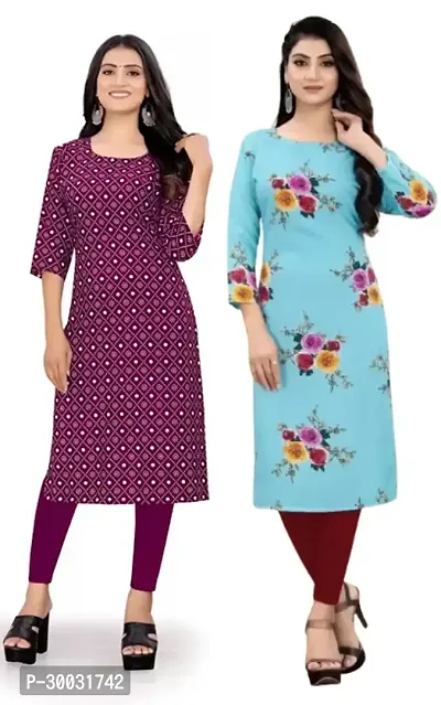 Fancy Crepe Kurtas For Women Pack Of 2-thumb0