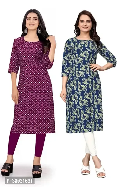 Fancy Crepe Kurtas For Women Pack Of 2-thumb0