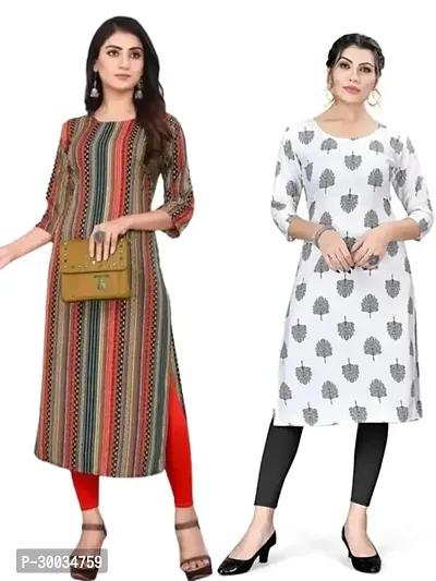 Fancy Crepe Kurtas For Women Pack Of 2-thumb0