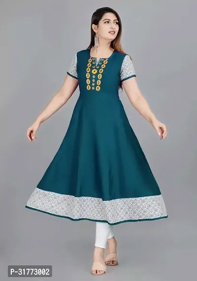 Stylish Green Cotton Slub Kurta For Women-thumb0