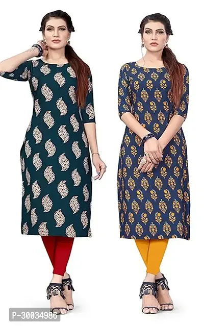 Fancy Crepe Kurtas For Women Pack Of 2-thumb0