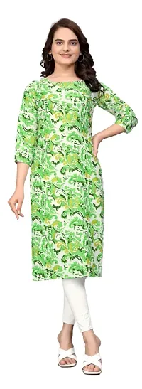 Stylish Green Crepe Printed Kurta For Women