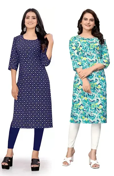 Stylish Crepe Printed Kurti - Pack of 2