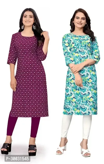 Fancy Crepe Kurtas For Women Pack Of 2-thumb0