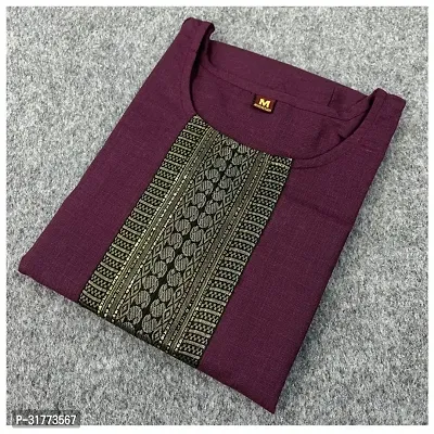 Stylish Maroon Cotton Slub Kurta For Women-thumb0